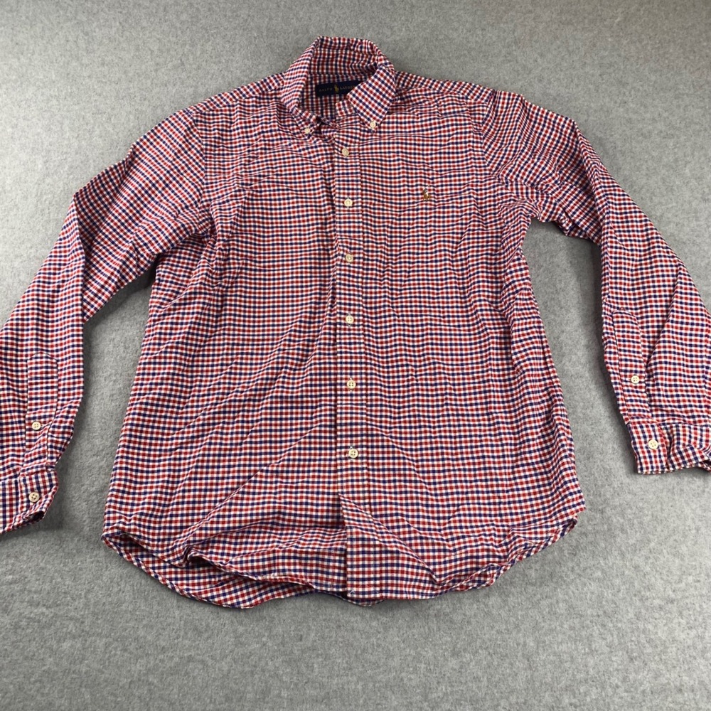 Ralph Lauren Red‎ Blue White Check Button-Down Shirt Long Sleeve Size M